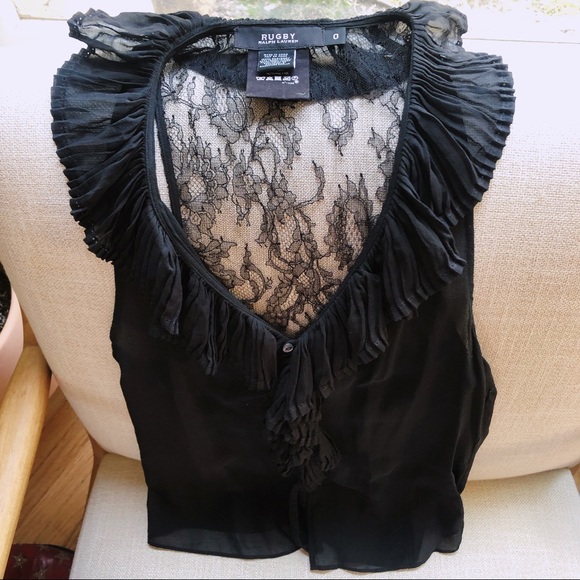 Rugby Ralph Lauren 100% Silk ruffle top - 0/XS - Picture 3 of 4